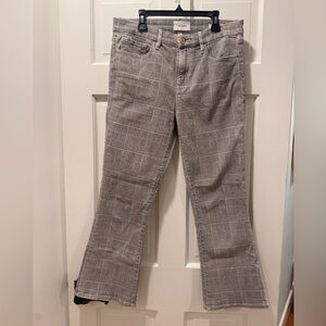 Frame Denim Black, White, and Red Plaid Le Crop Mini Boot Pants